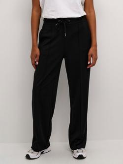 KAFFE Jenny Wide Leg Drawstring Waist Trousers, Black Deep, Black Deep