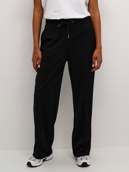KAFFE Jenny Wide Leg Drawstring Waist Trousers, Black Deep, Black Deep