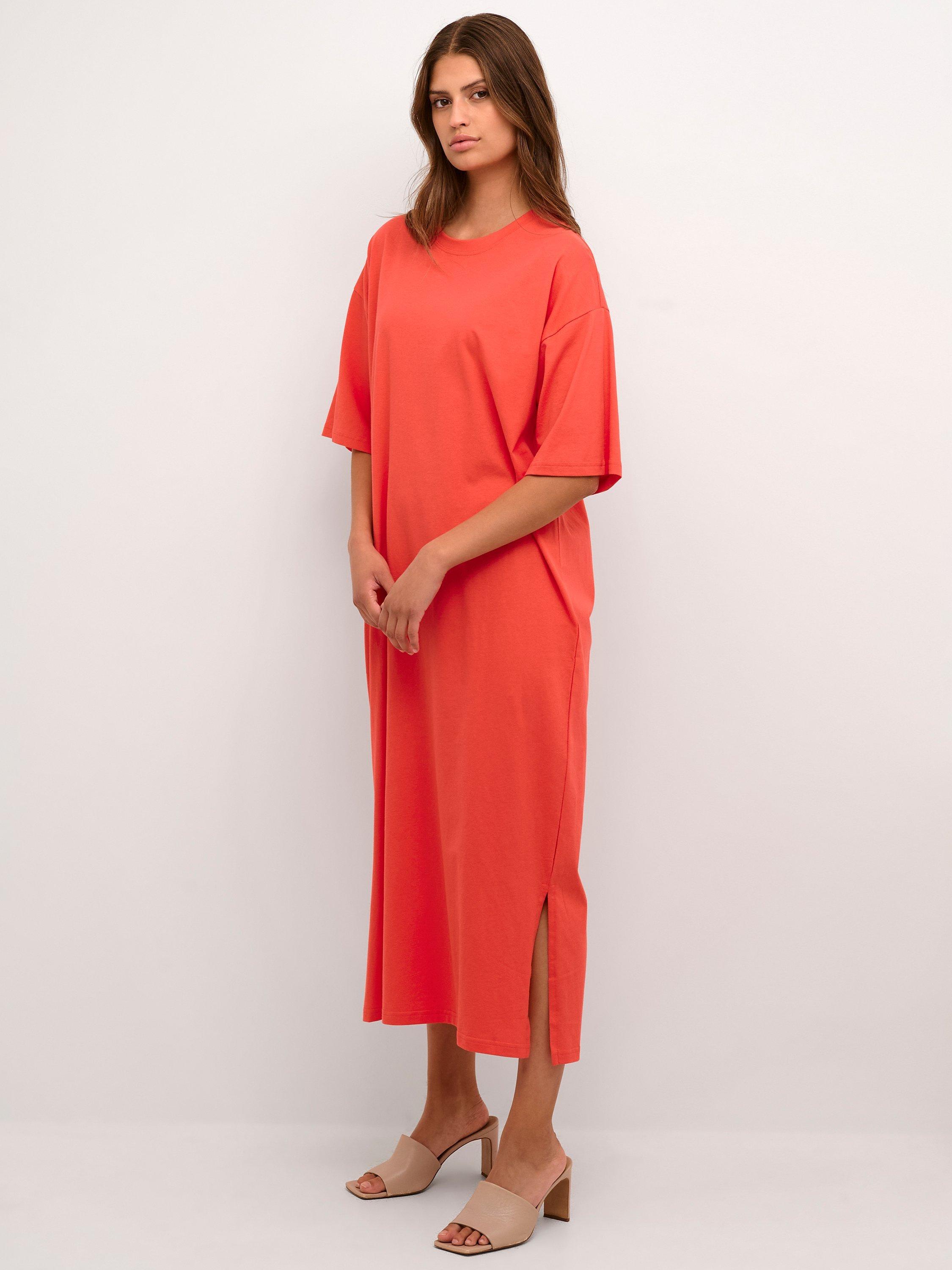 KAFFE Edna Casual Fit T-Shirt Midi Dress, Cayenne