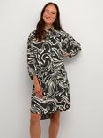 KAFFECarmen Abstract Print Knee Length Shirt Dress, Black/White