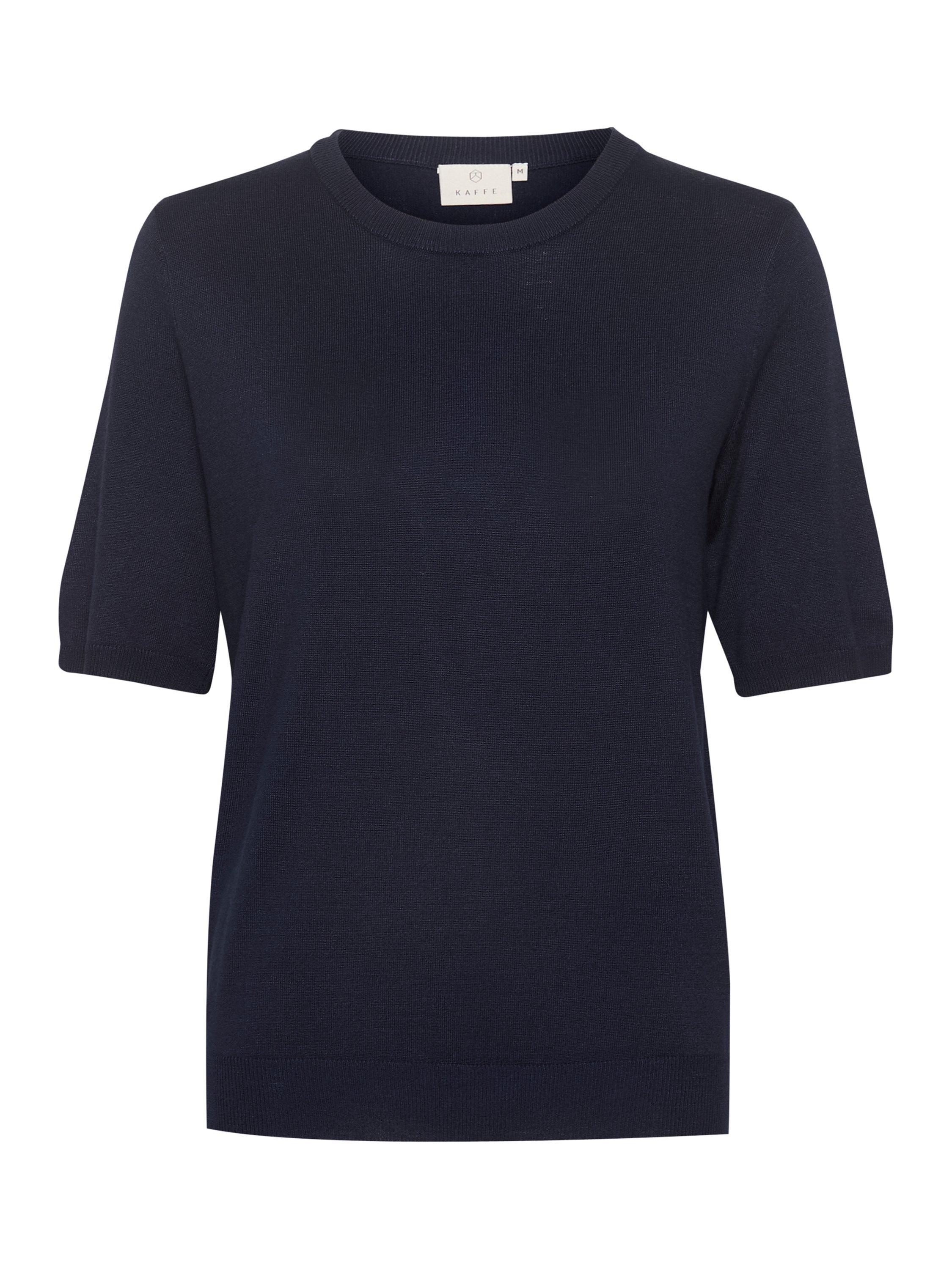 Product image 4 of 5, which shows KAFFE Lizza Fine Knit Half Sleeve Top, Midnight Marine, XS