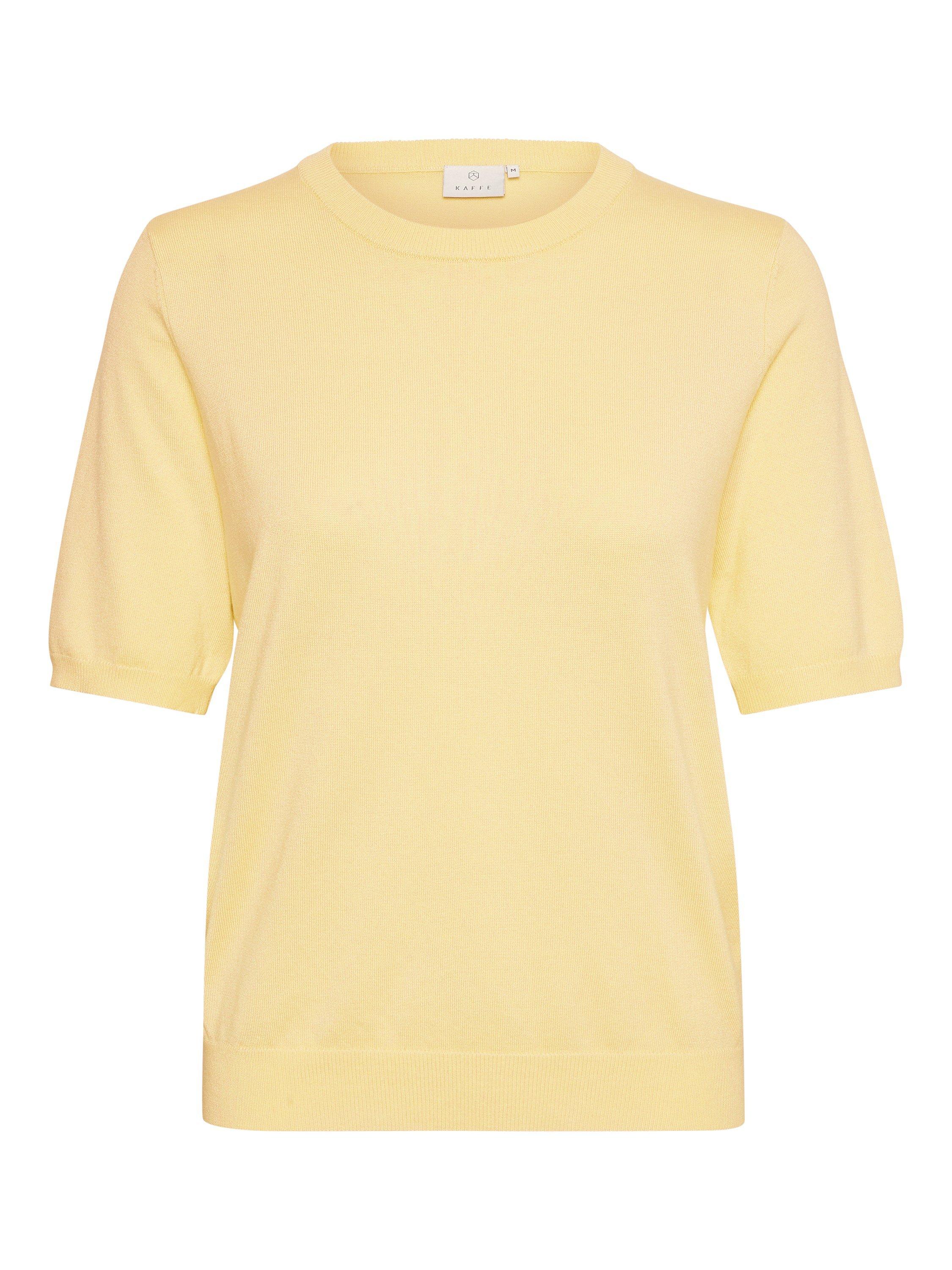 Product image 4 of 5, which shows KAFFE Lizza Fine Knit Half Sleeve Top, Mellow Yellow, XS