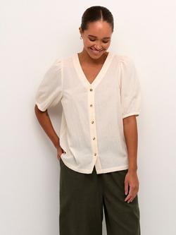 KAFFE Vigga V-Neck Half Sleeve Blouse, Turtledove