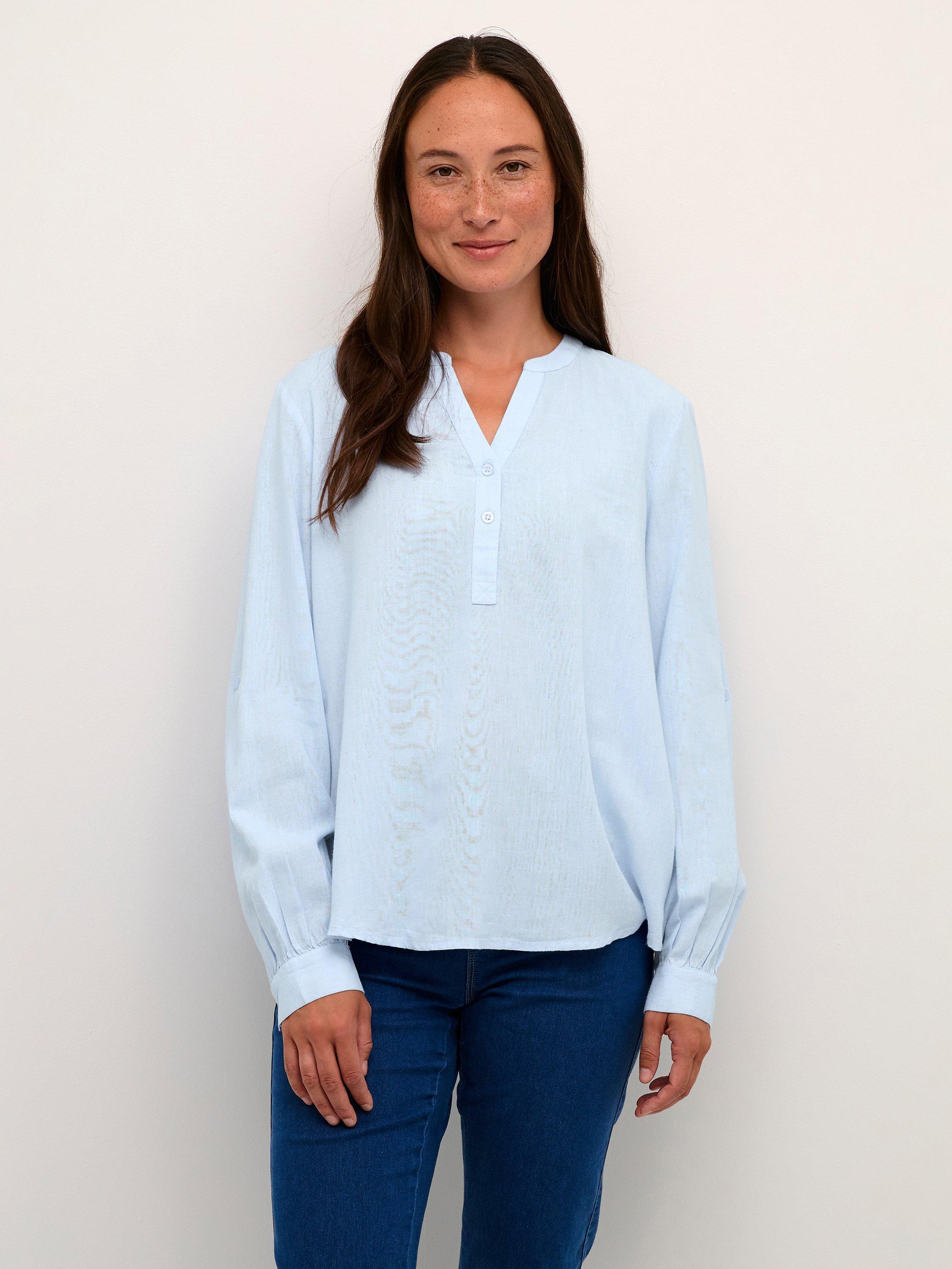 KAFFE Milia Linen Blend Blouse, Windsurfer, 12
