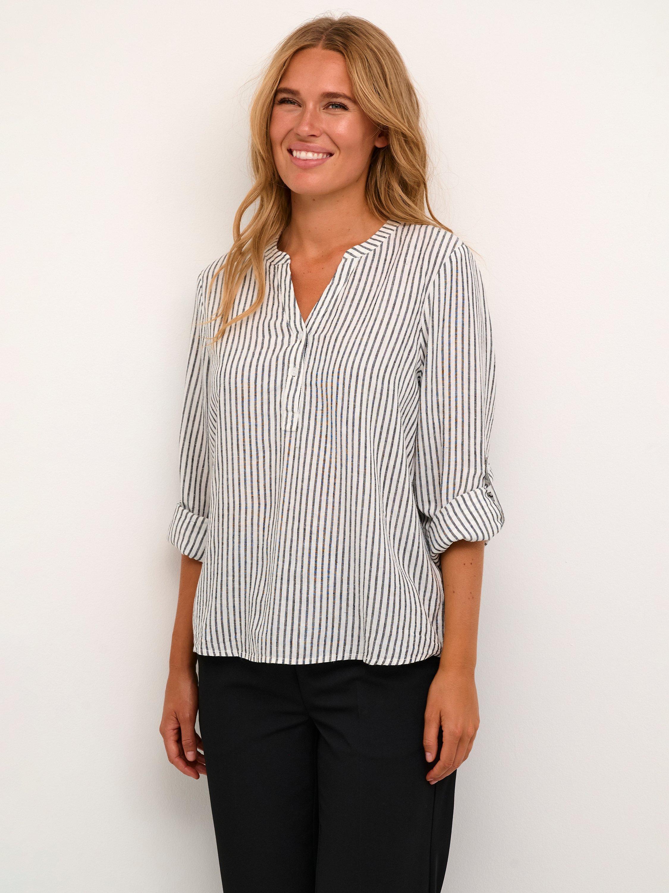 KAFFE Milia Linen Blend Stripe Blouse