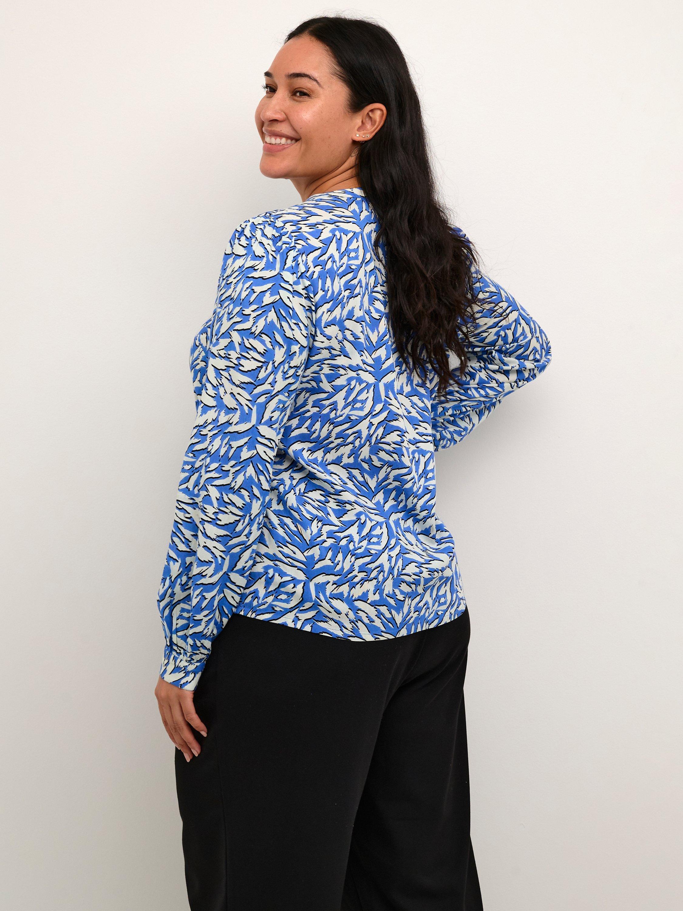Product image 2 of 5, which shows KAFFE Jetta Blouse, Blue/White, 16