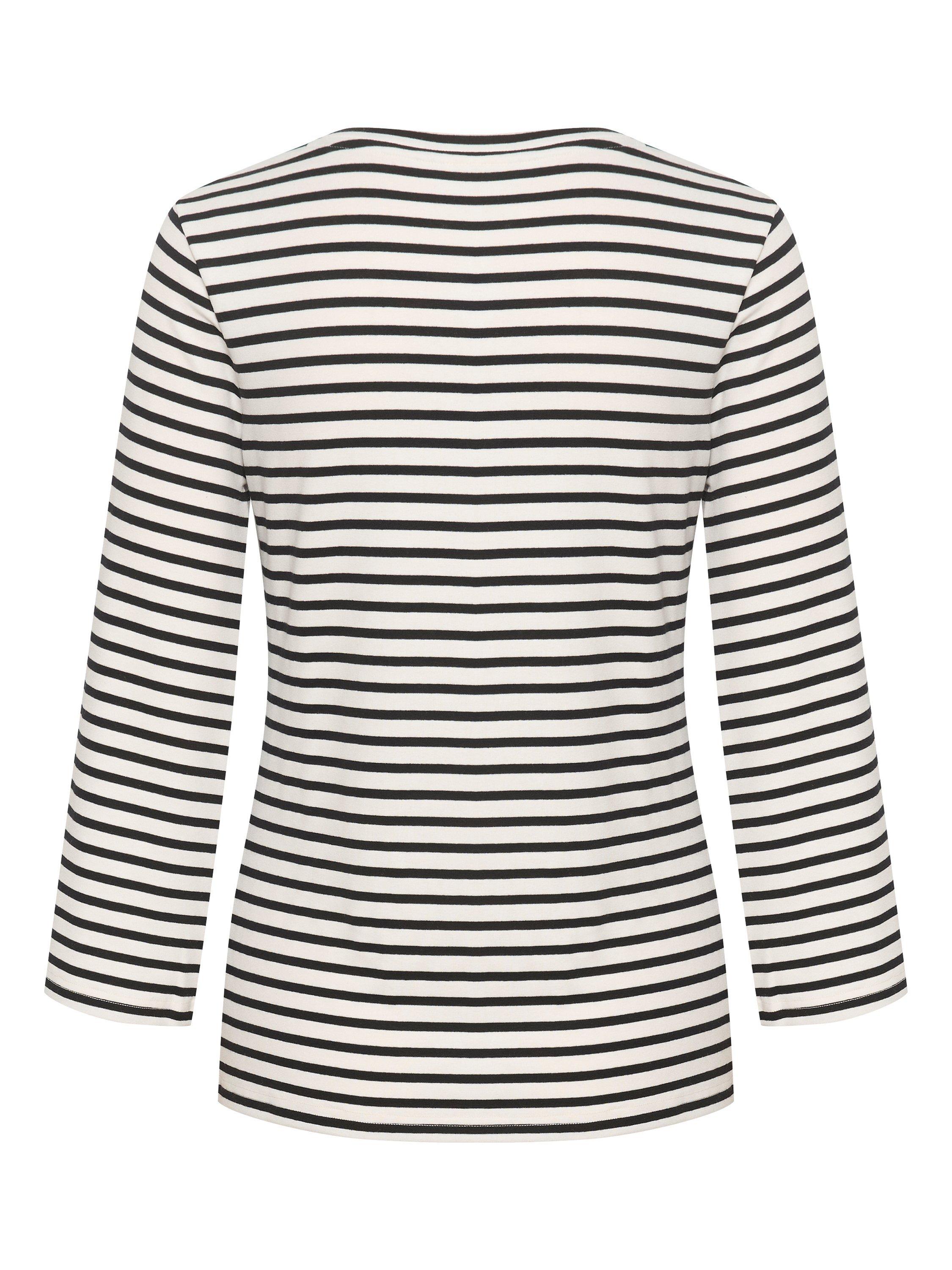 Product image 5 of 5, which shows KAFFE Liddy Jersey Cropped Sleeve Blouse, Chalk/Black Stripe, XS