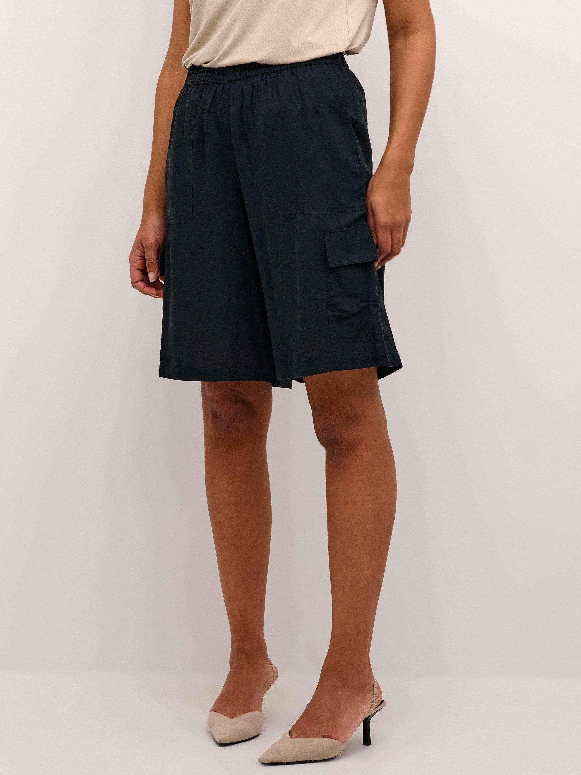 KAFFE Milia Linen Blend Shorts, Black Deep, 8