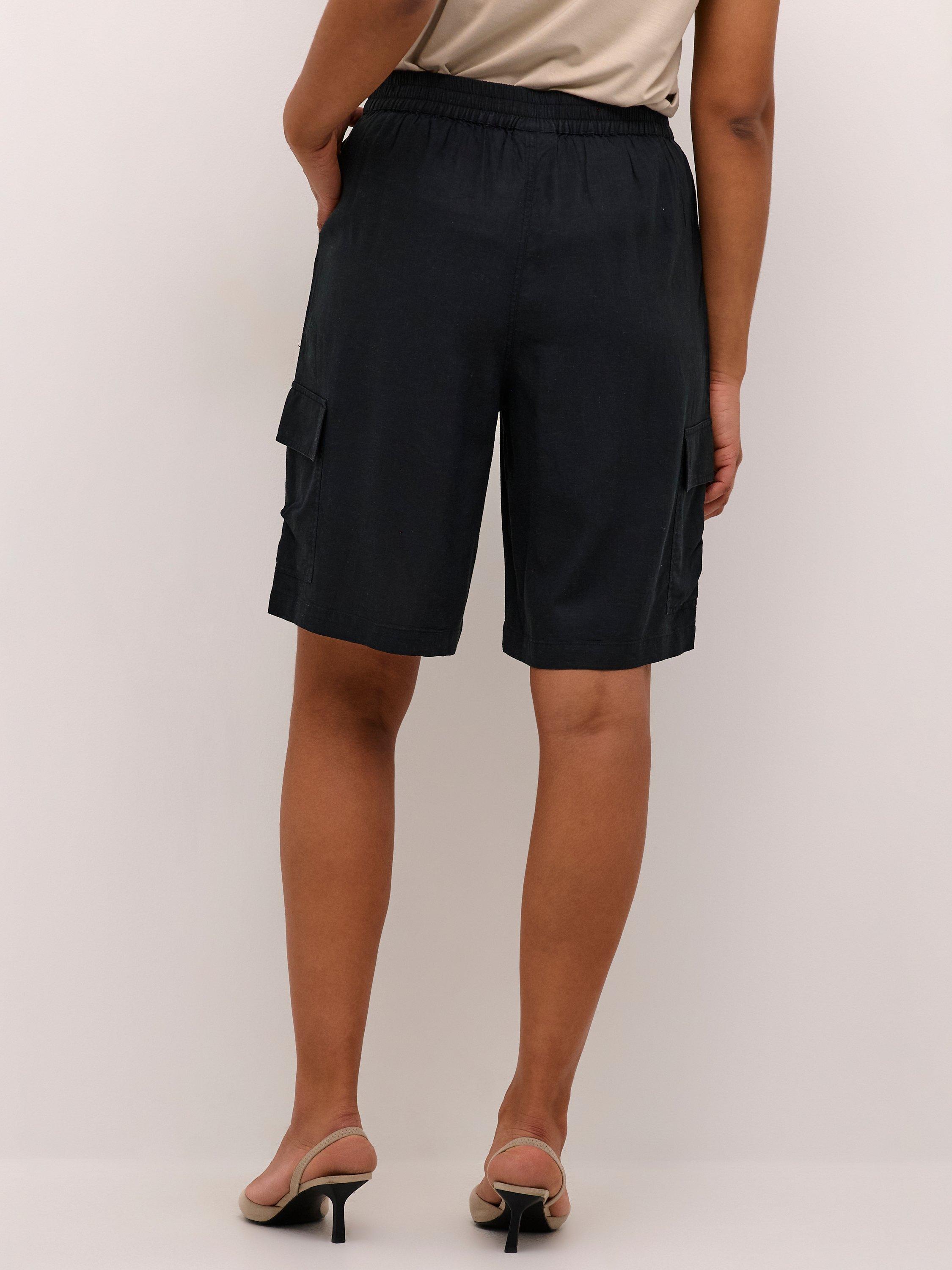 KAFFE Milia Linen Blend Shorts, Black Deep, 8