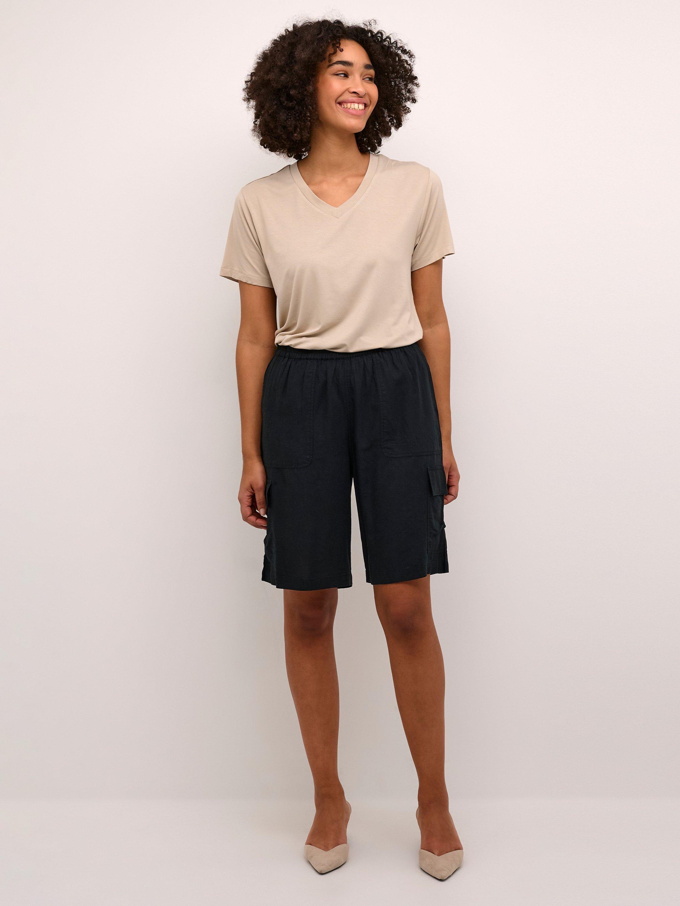 KAFFE Milia Linen Blend Shorts, Black Deep, 8