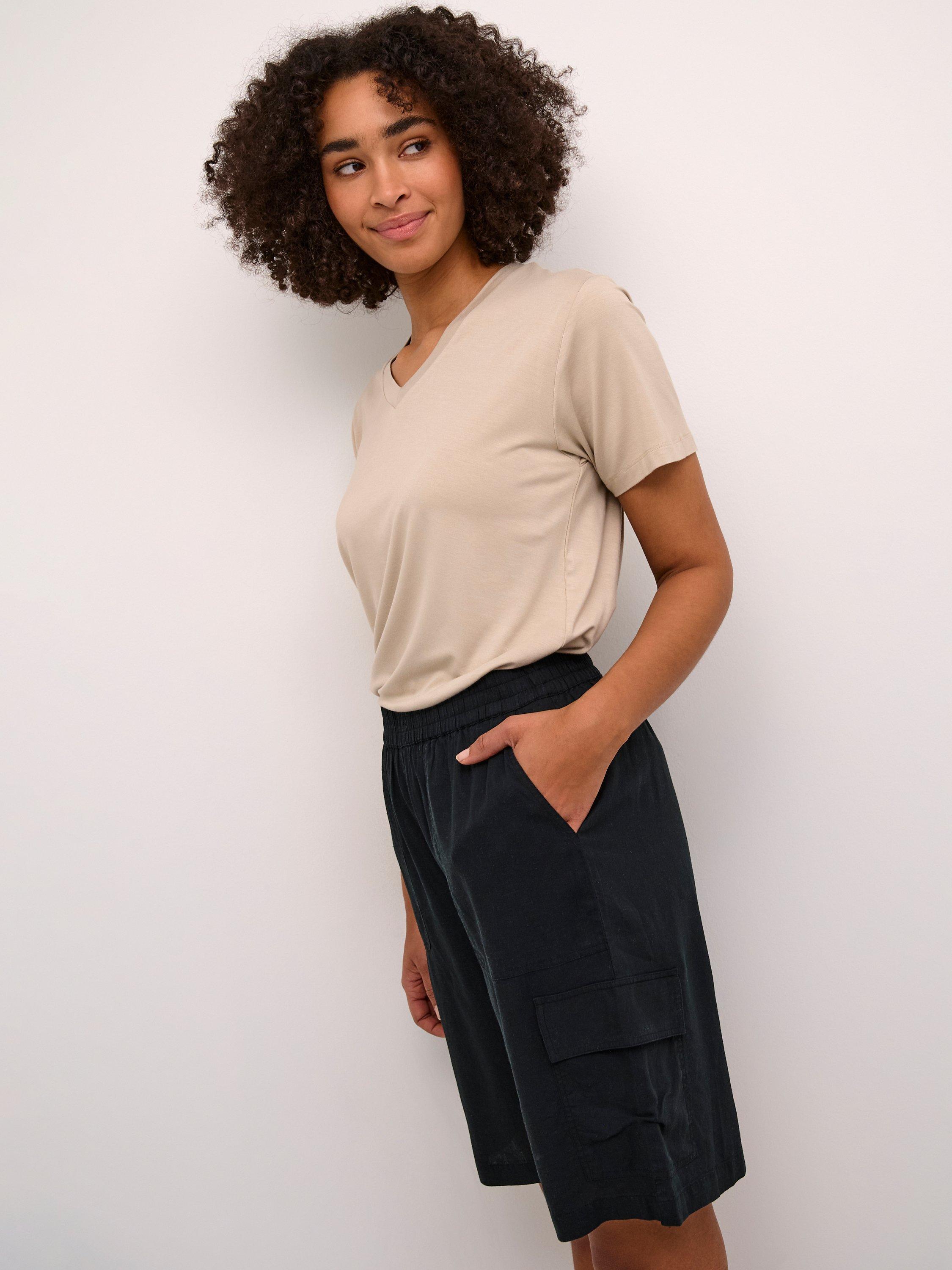KAFFE Milia Linen Blend Shorts, Black Deep, 8