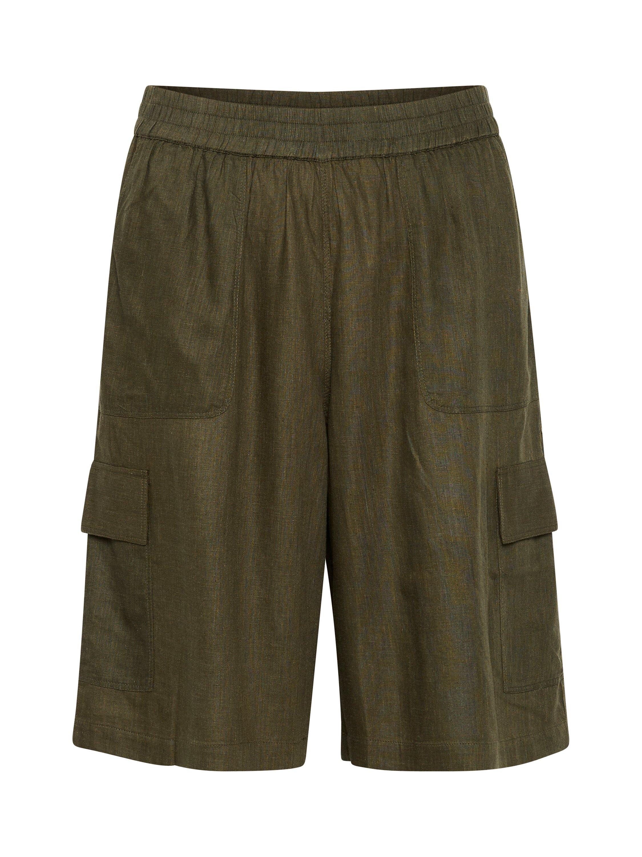 Product image 4 of 5, which shows KAFFE Milia Linen Blend Shorts, Forest Night, 8