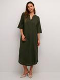 KAFFE Milia Kaftan Linen Blend Midi Dress, Forest Night