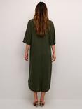 KAFFE Milia Kaftan Linen Blend Midi Dress, Forest Night