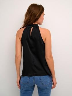 KAFFE Lotte Halterneck Satin Top - view 2, Black Deep