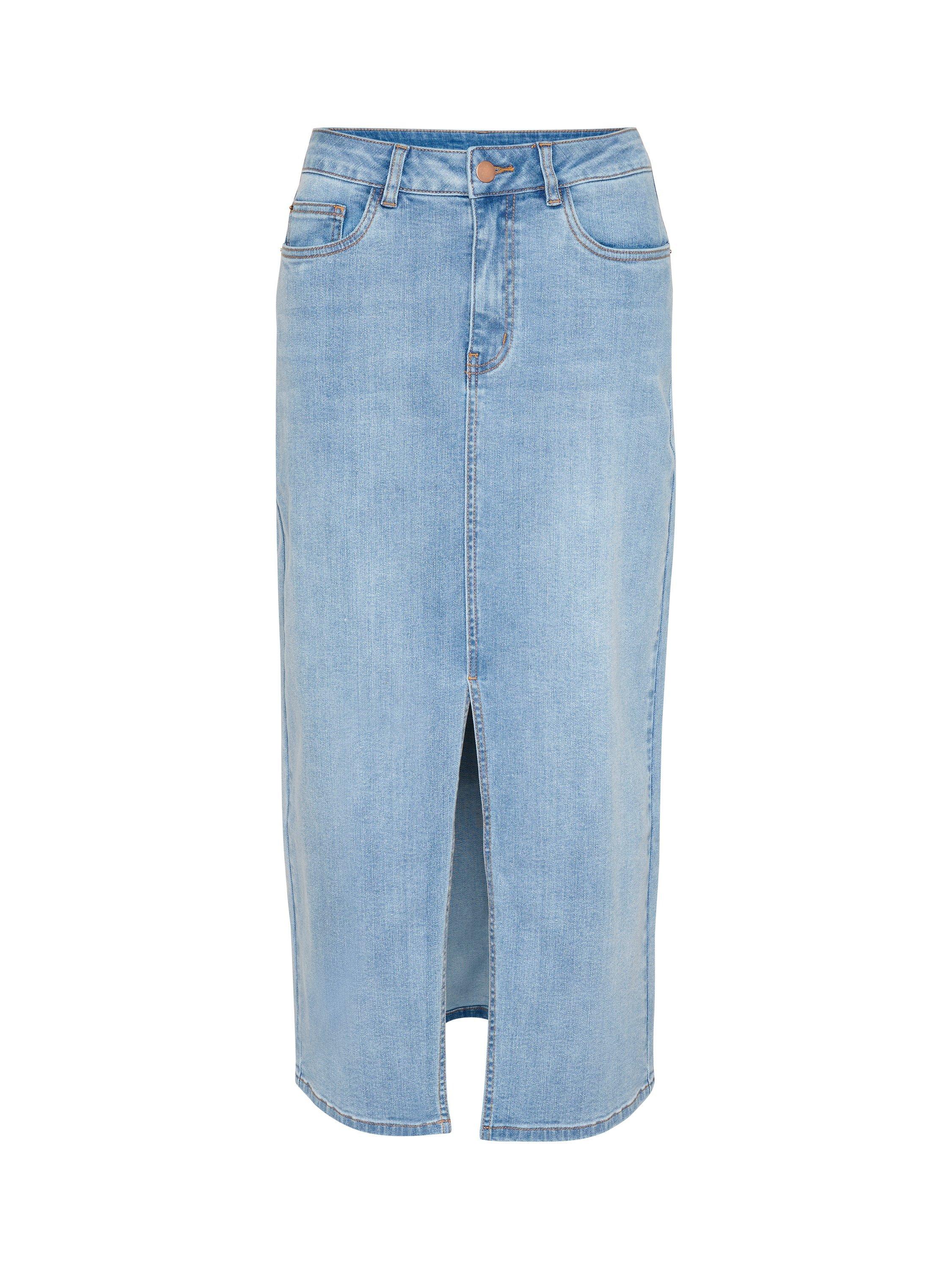 Product image 4 of 5, which shows KAFFE Sinem Denim Midi Skirt, Light Blue, 14
