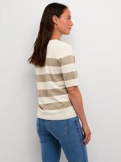 KAFFE Lizza Short Sleeve Striped Jumper, Turtle - view 2, Turtle