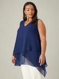 Live Unlimited Curve Chiffon Layered Tunic, Navy