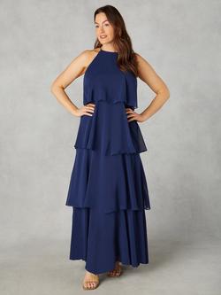 Live Unlimited Curve Petite Ruffle Tiered Maxi Dress, Blue, Blue
