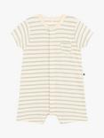 Petit Bateau Baby Stripe Terry Towelling Short Playsuit, Avalanche/Herbier