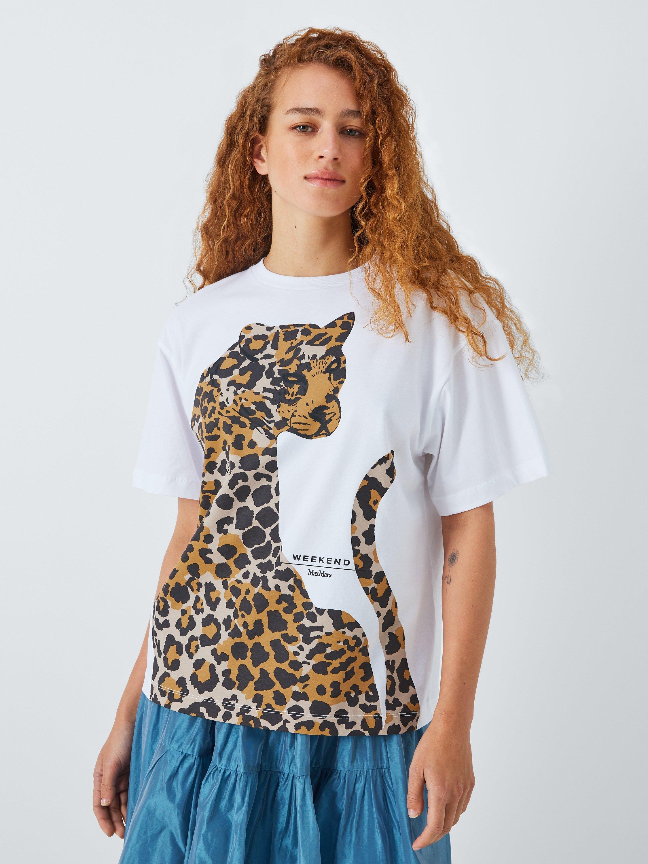 Weekend MaxMara Viterbo Leopard Graphic T-Shirt, White/Multi