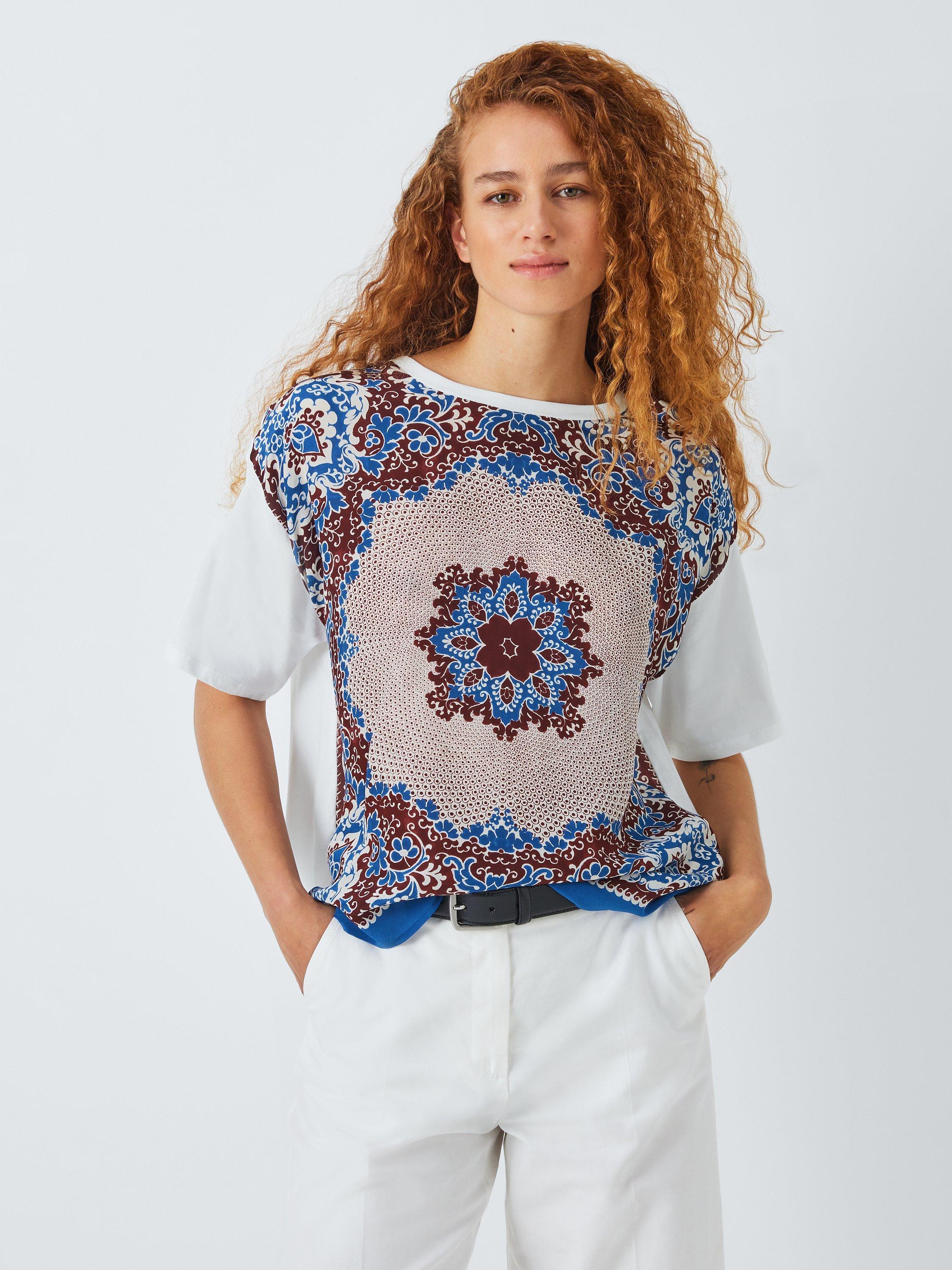 Weekend MaxMara Malaga Mosaic Print Top, Cornflower Blue