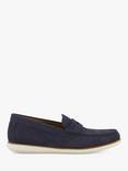 Dune Wide Fit Berkly Nubuck White Sole Loafers, Navy