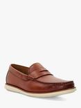 Dune Wide Fit Berkly Leather White Sole Loafers, Tan