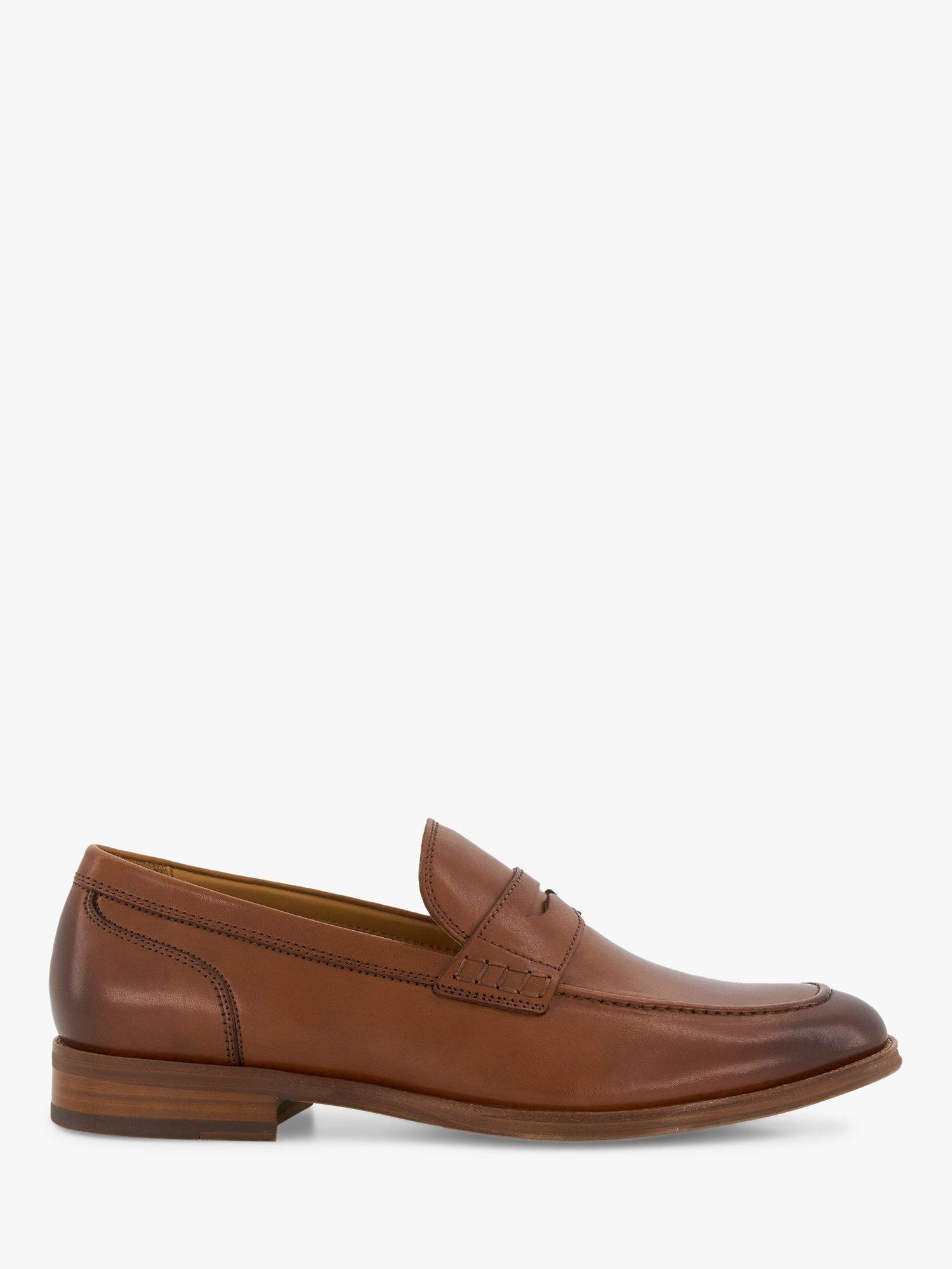 Dune Wide Fit Sulli Leather Penny Loafers, Tan, 8