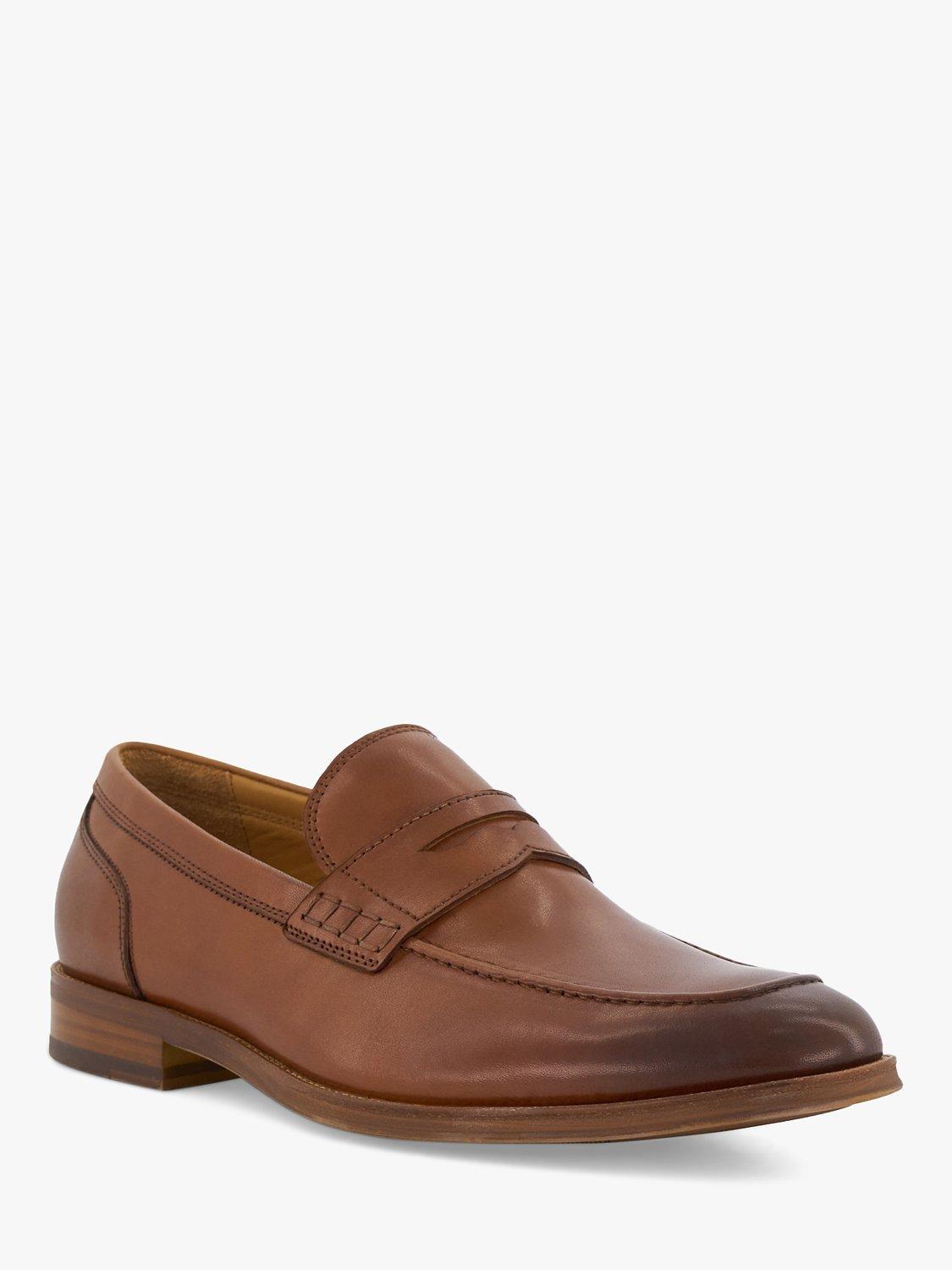 Dune Wide Fit Sulli Leather Penny Loafers, Tan, 8