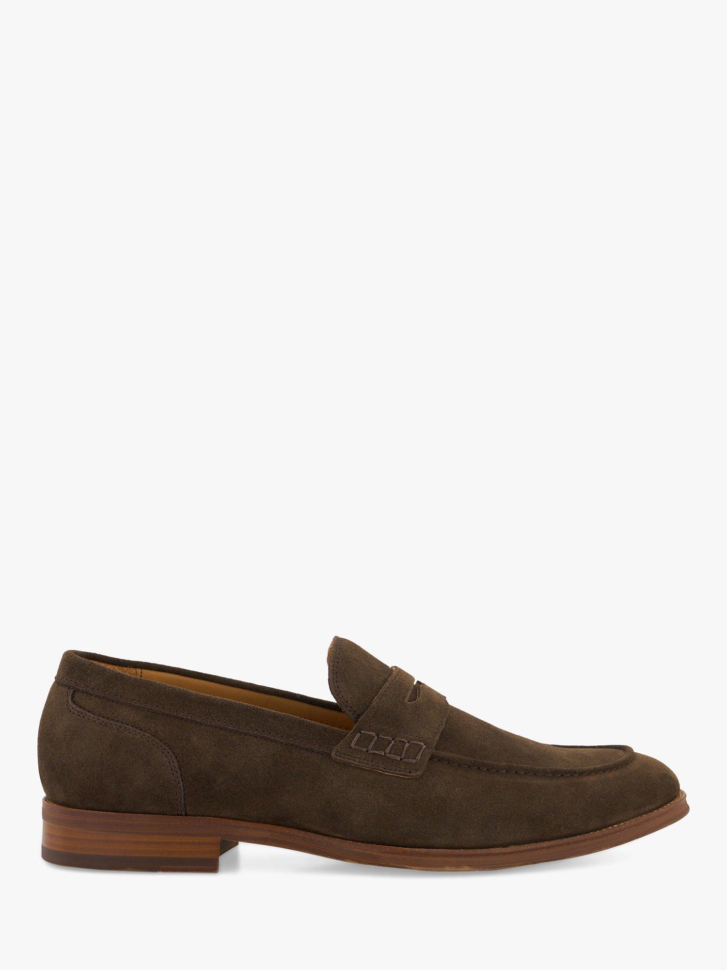 Dune Wide Fit Sulli Suede Penny Loafers, Brown, 7