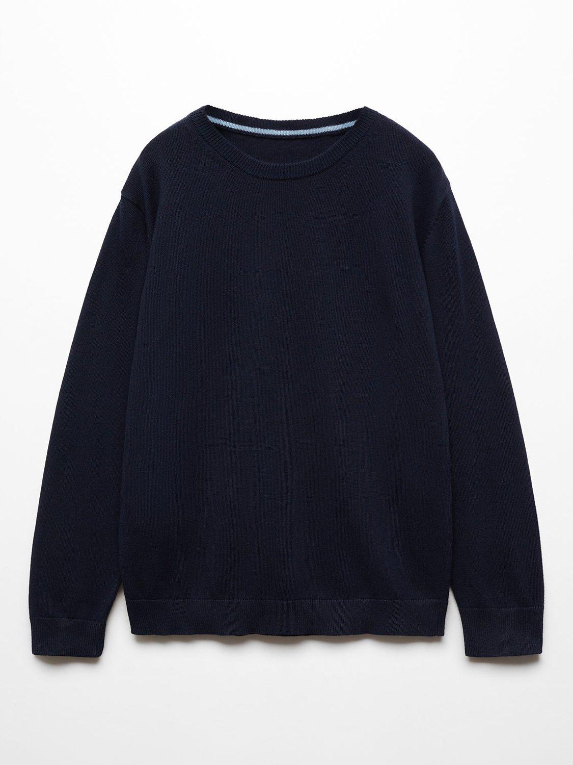 Mango Kids' Dingo Cotton Fine Knit Jumper, Navy