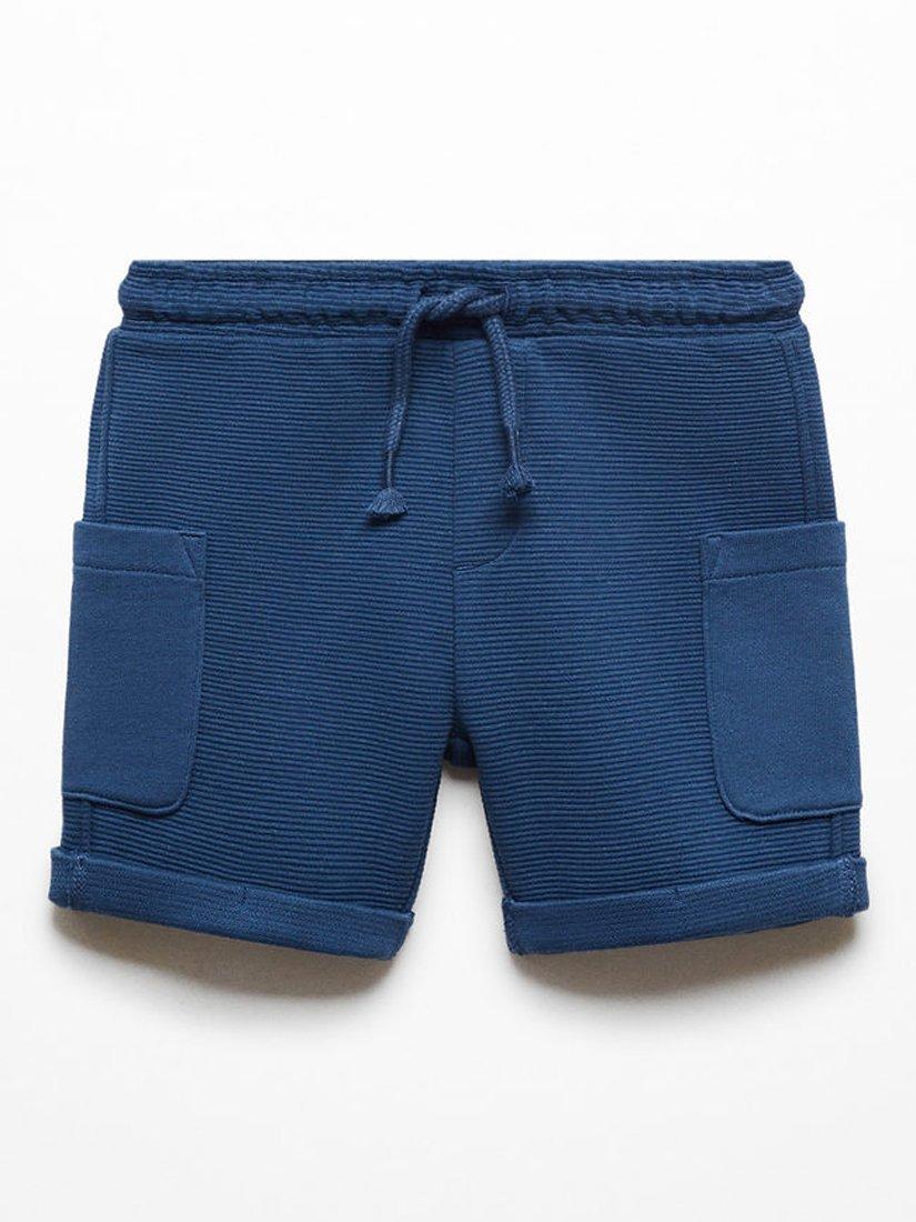 Mango Baby Wave Textured Drawstring Shorts, Navy