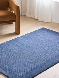 John Lewis ANYDAY Border Wool Hand Loomed Rug - view 2, Bluestone