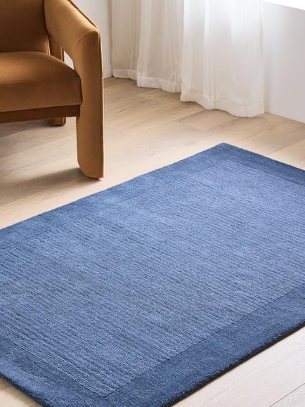 John Lewis Border Wool Hand Loomed Rug - view 2, Bluestone