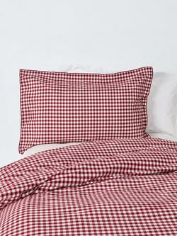 John Lewis Gingham Duvet Cover Set, Red Berry, Red Berry