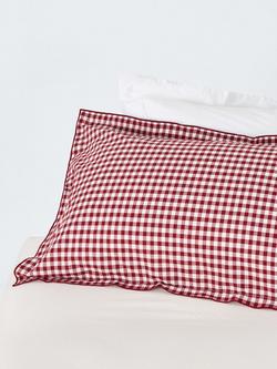 John Lewis Gingham Duvet Cover Set, Red Berry - view 2, Red Berry