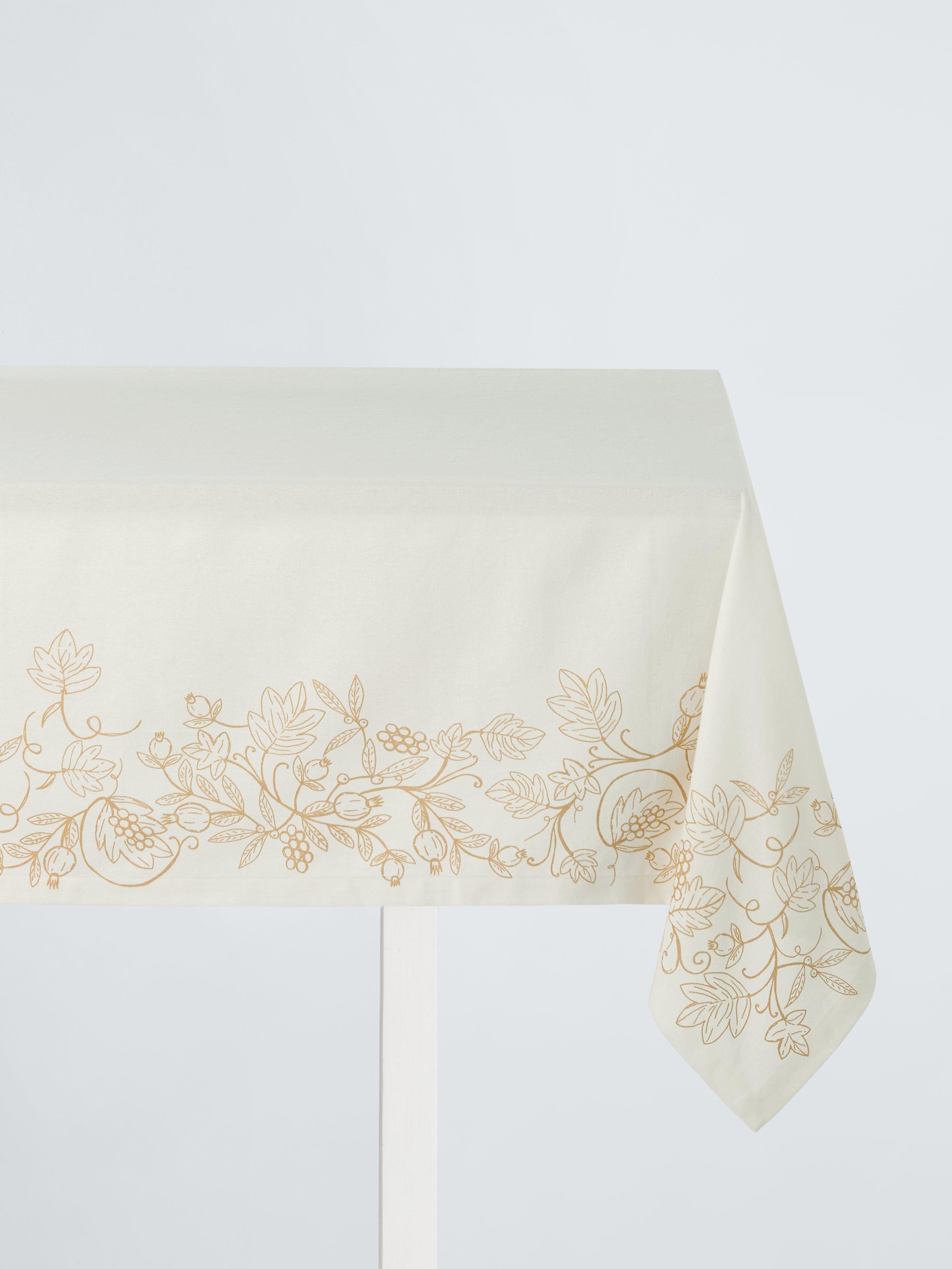 John Lewis Gold Border Cotton Tablecloth, Gold