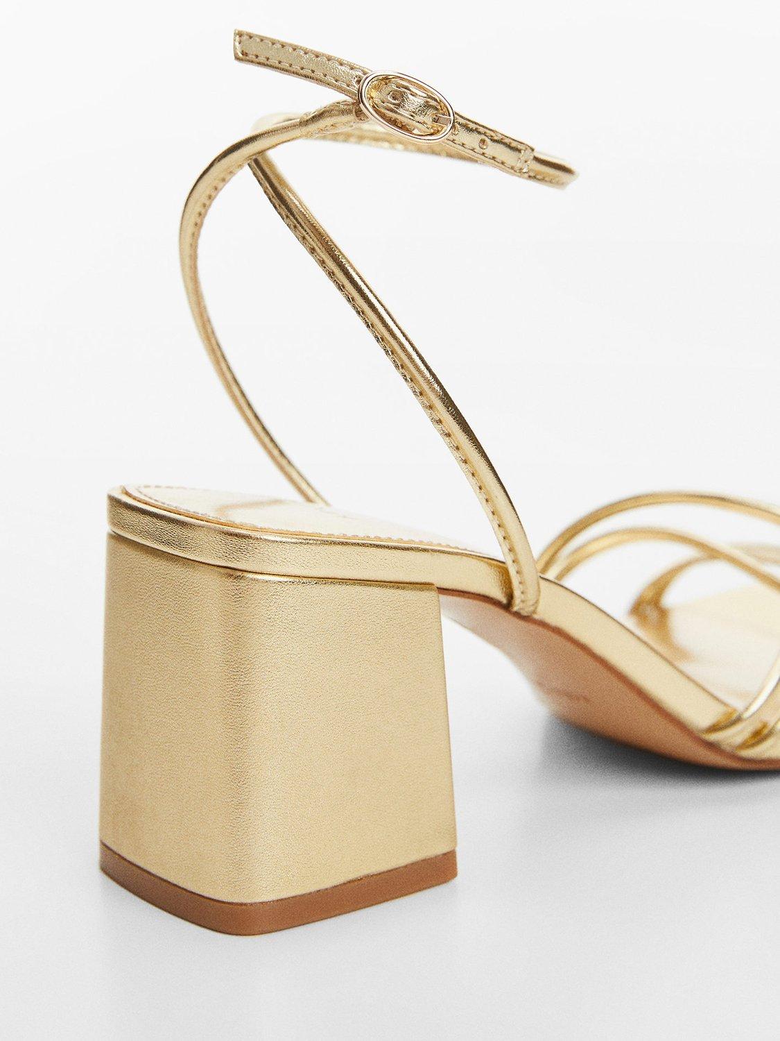 Product image 3 of 4, which shows Mango Luan Strappy Heeled Sandals, Gold, 7