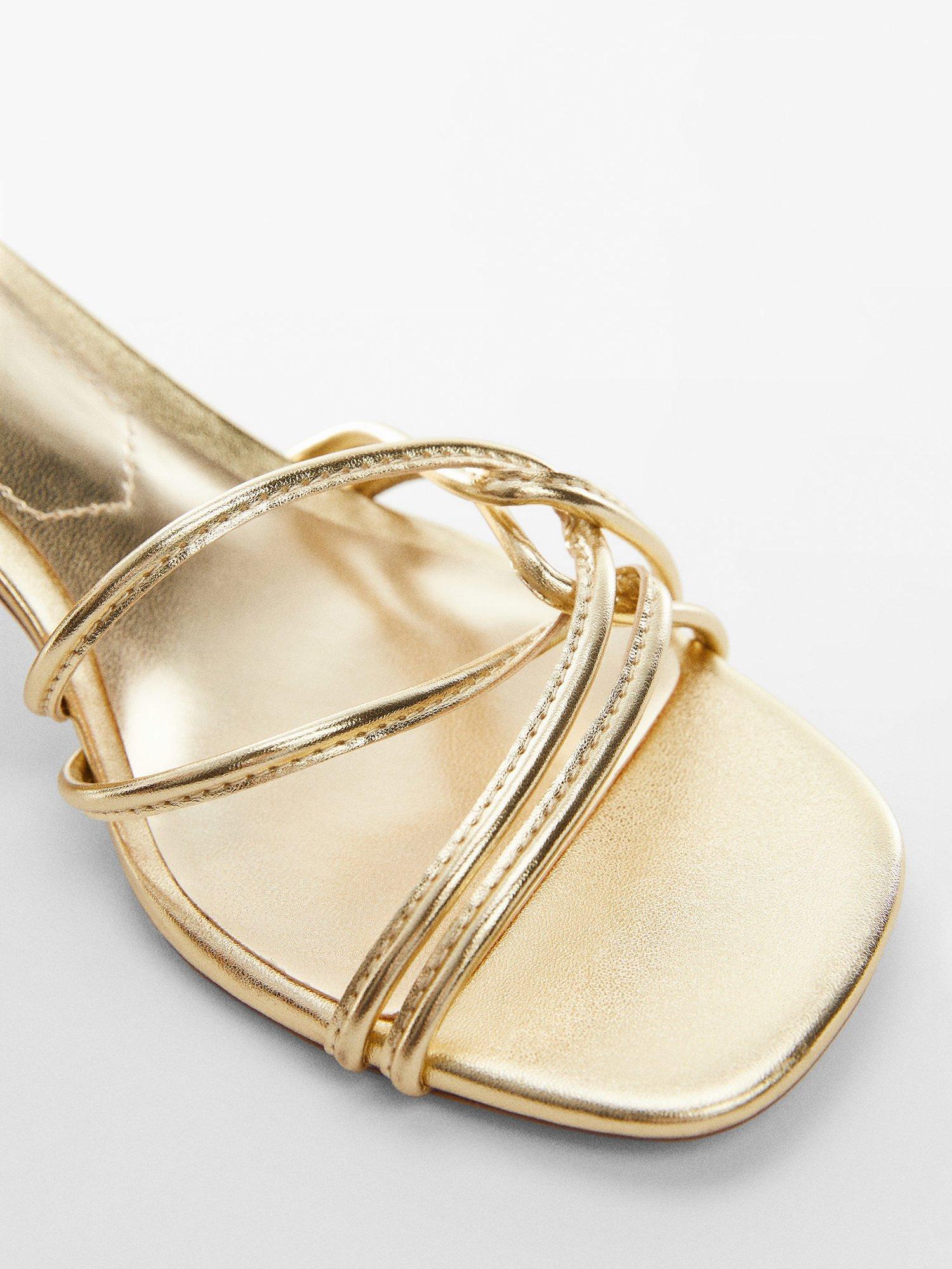 Product image 4 of 4, which shows Mango Luan Strappy Heeled Sandals, Gold, 7