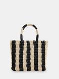 Whistles Tillie Woven Striped Mini Tote Bag, Natural/Black