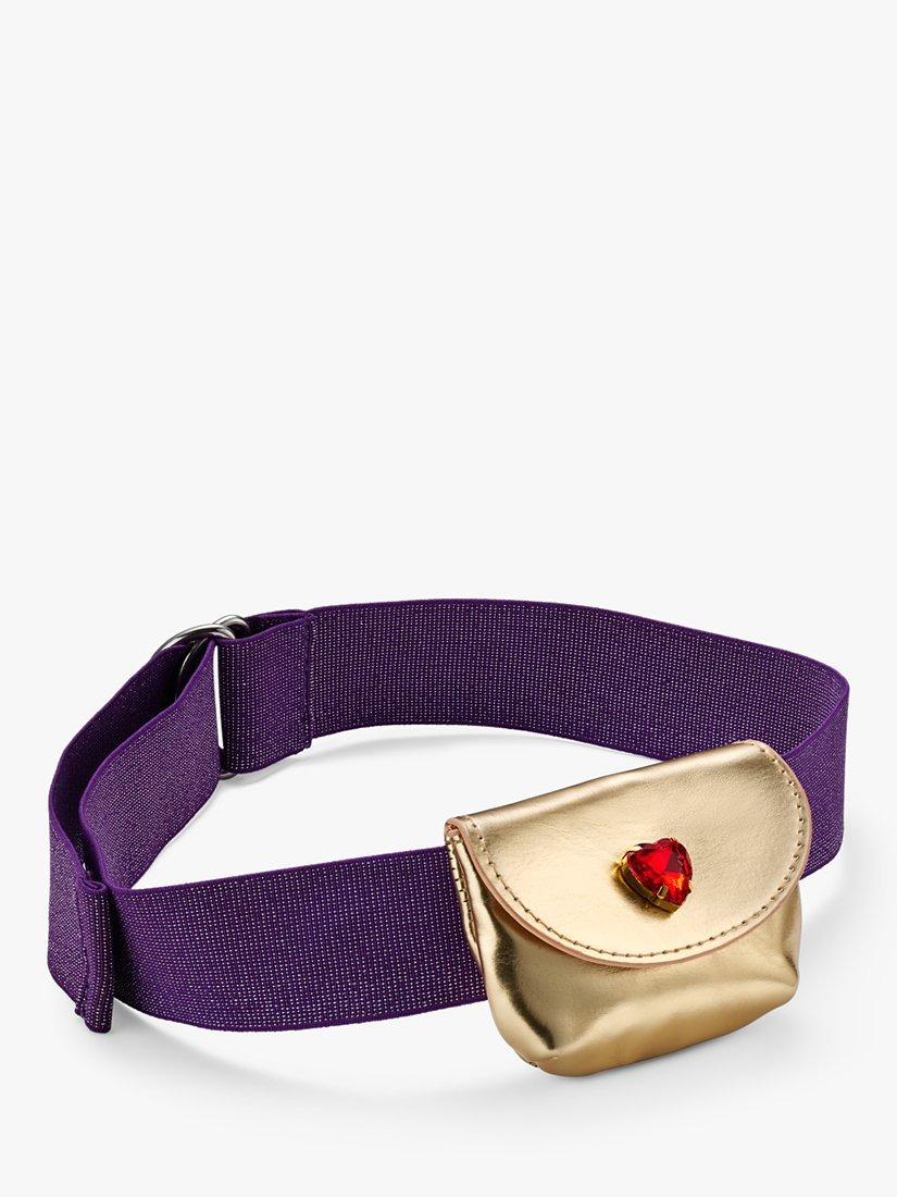 Product image 1 of 3, which shows Stych Kids' Heart Jewel Belt Bag, Gold/Purple, One Size