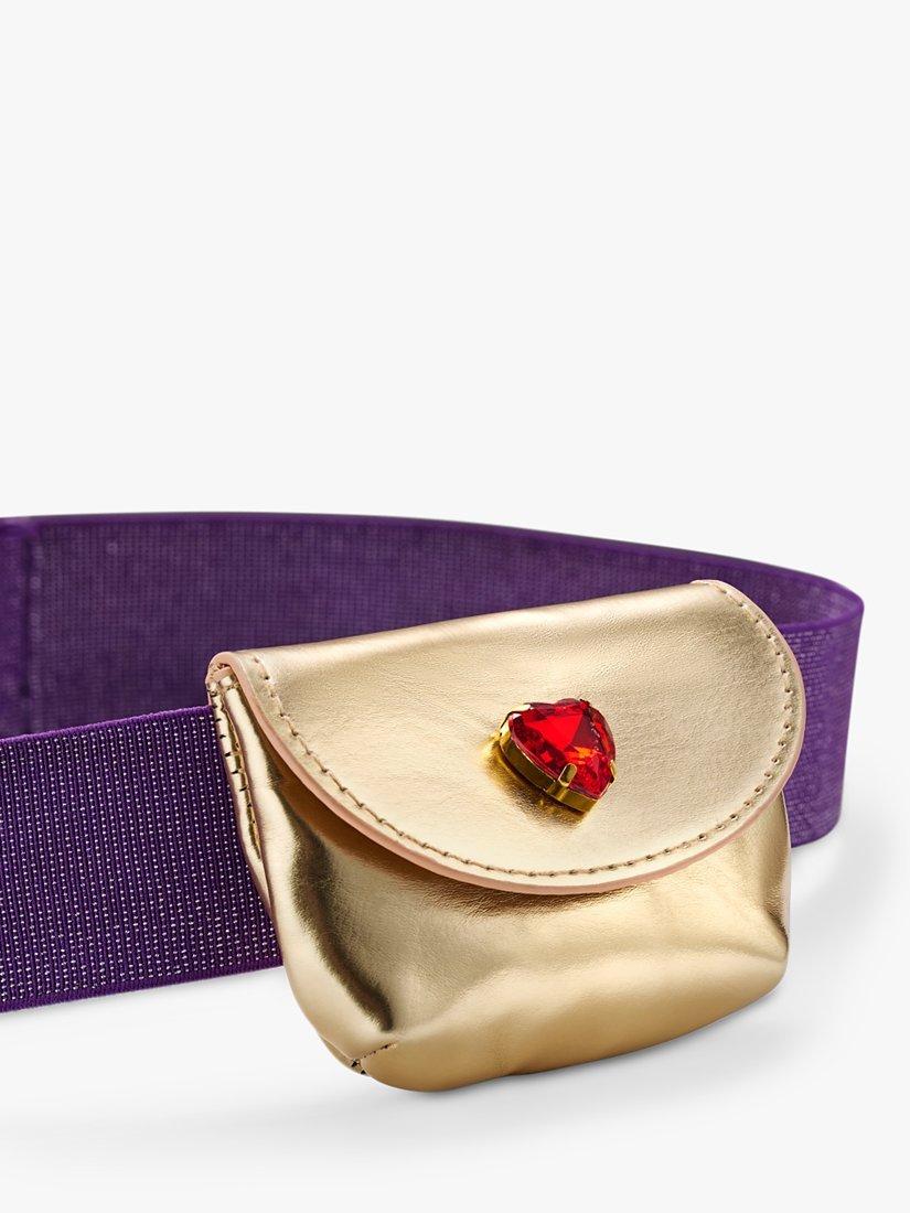 Product image 2 of 3, which shows Stych Kids' Heart Jewel Belt Bag, Gold/Purple, One Size