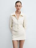 Mango Nice Textured Jacket, Light Beige