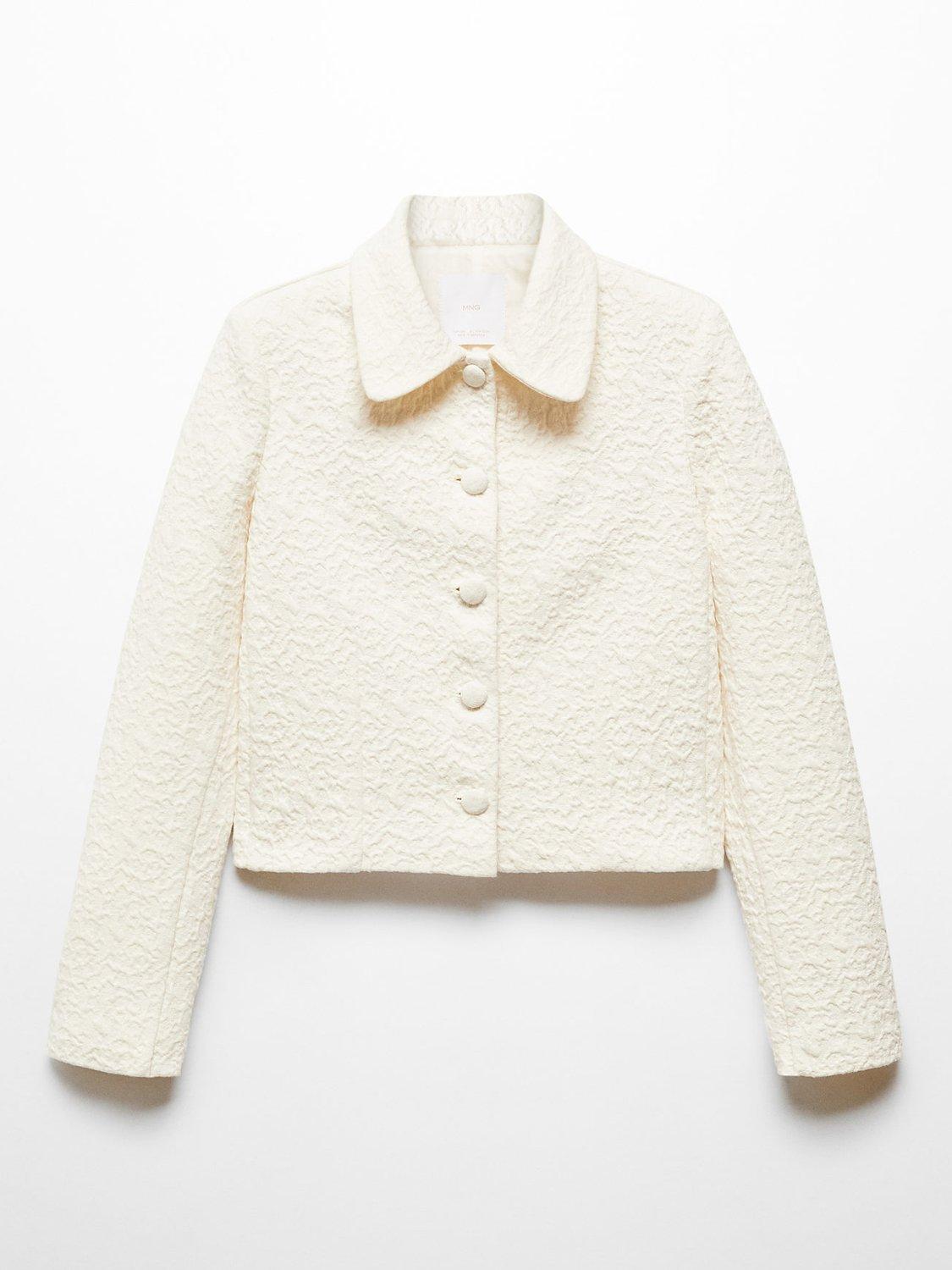 Mango Nice Textured Jacket, Light Beige, M