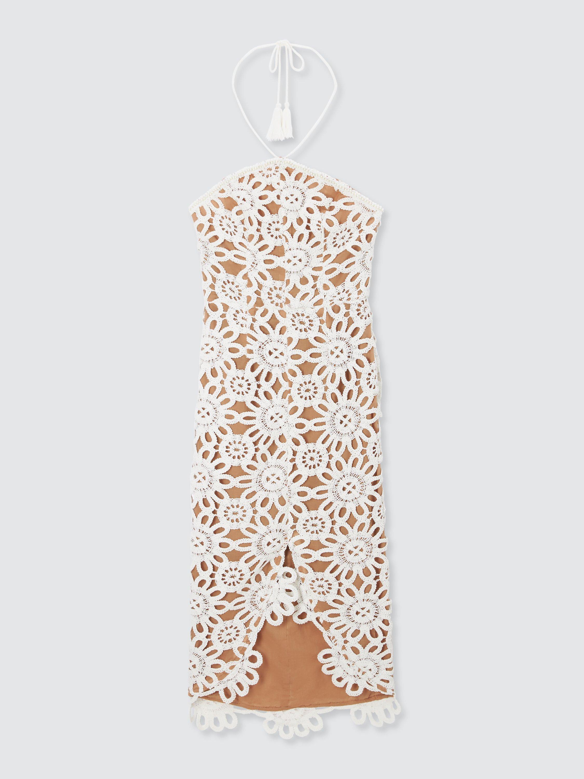 Product image 4 of 6, which shows Elliatt Night Floral Crochet Midi Dress, Ivory, XS
