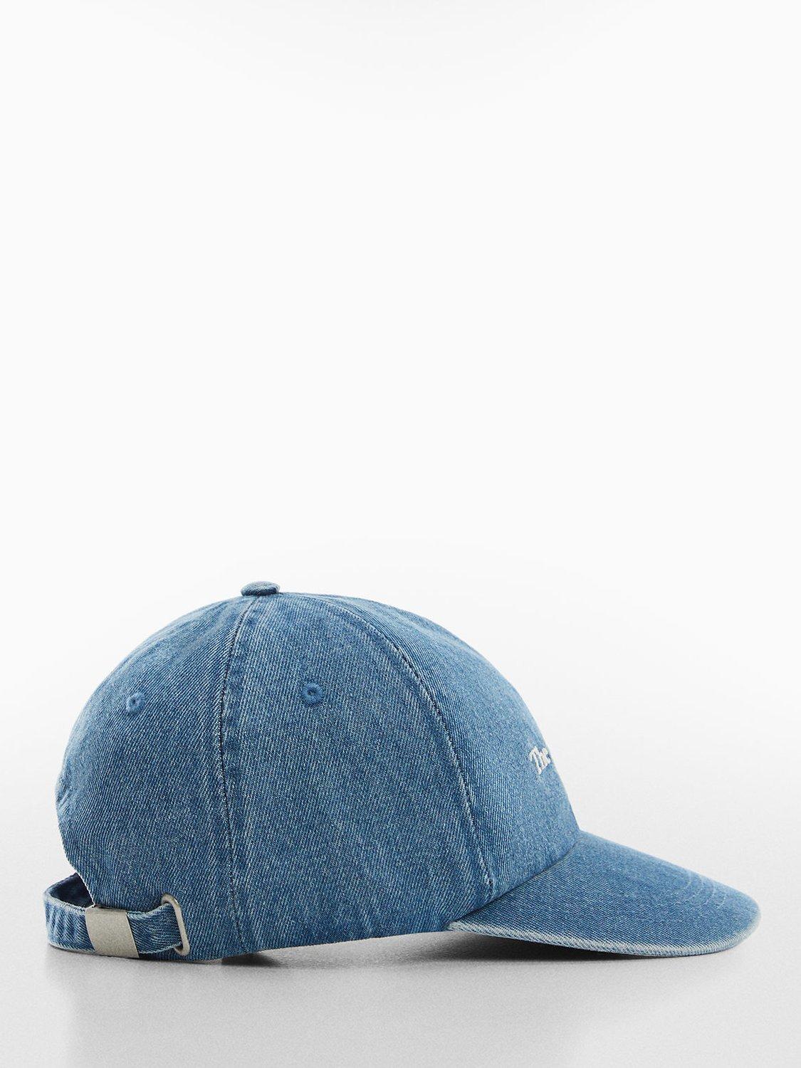 Mango Monacod Denim Cap, Open Blue