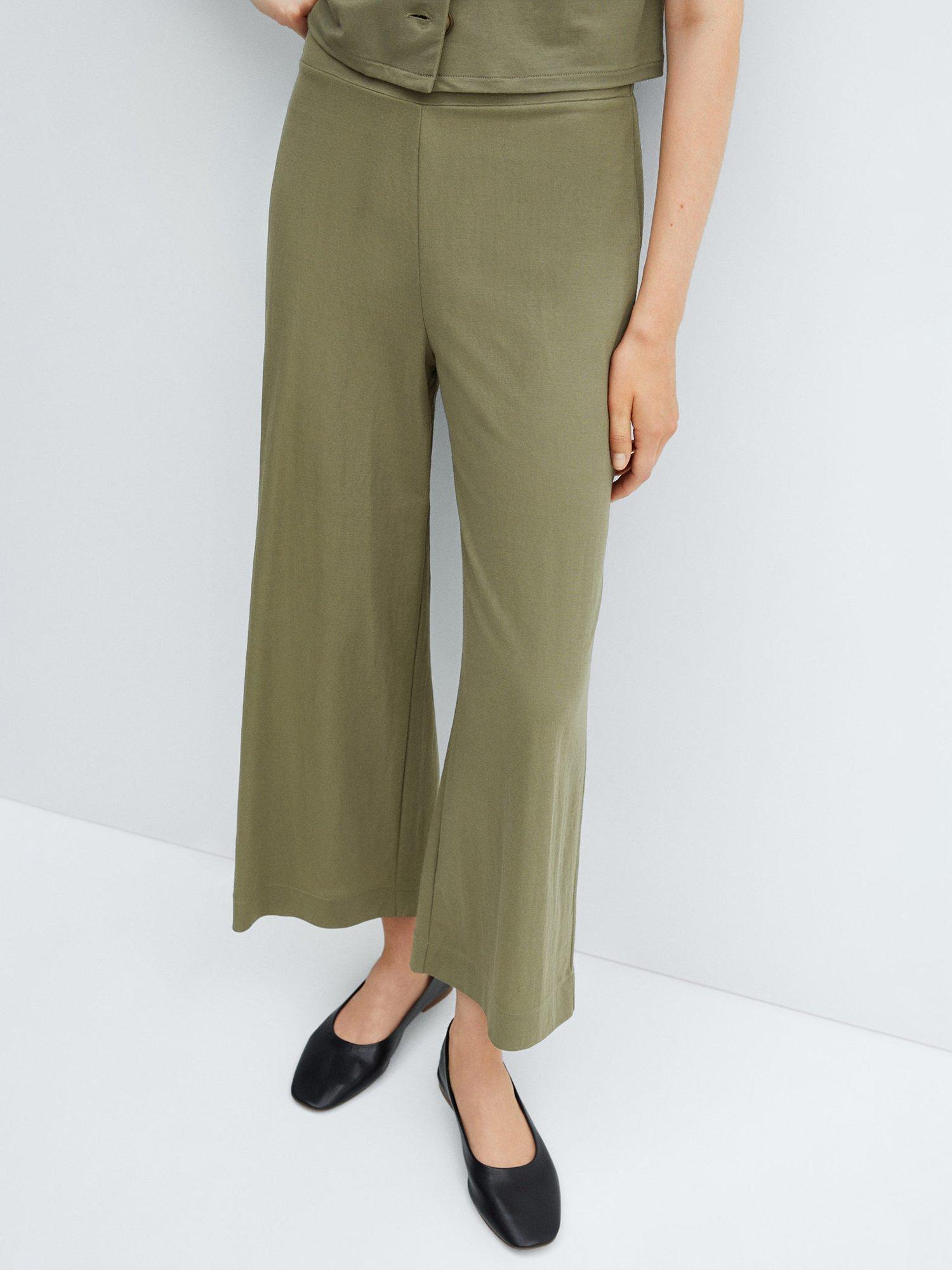 Mango Elasticated Waist Culottes, Khaki
