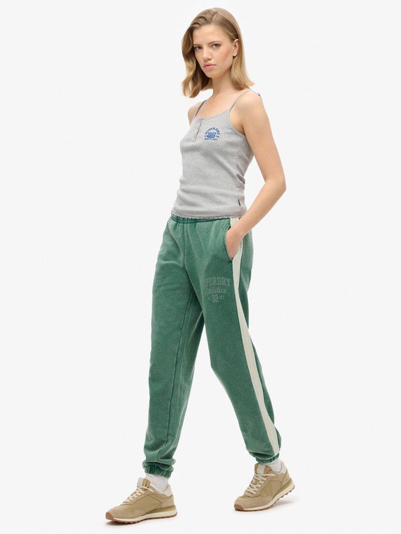 Product image 3 of 6, which shows Superdry Vintage Side Stripe Joggers, Pine Green, 10