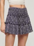 Superdry Tiered Jersey Mini Skirt, Navy